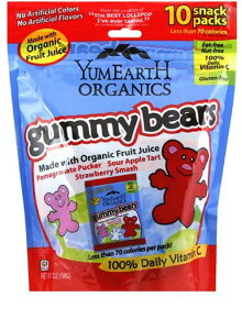 [送料無料] YumEarth ヤムアース オーガニック Organics グミ ベア 198g 12袋 グルテンフリー オーガニック認証 70キロカロリー未満 1日分のビタミンCを100％配合 高果糖コーンシロップ不使用 オーガ