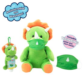 [RDY] [送料無料] Animal Adventure ? WelloBeez? - Antimicrobial Plush Mask Mate? - Masked Plush with Additional Child's Face Mask &amp; Clip &amp; Clean? - Plush Keychain with Empty, Refillable Sanitizer Bottle Dino Bundle [楽天海外通販] | Anima