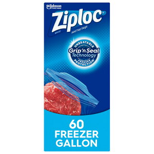 [RDY] [��������] Ziploc Grip 'n Seal Technology �t���u�����h�t���[�U�[�K�����o�b�O 60 ������ [�y�V�C�O�ʔ�] | Ziploc Brand Freezer Gallon Bags with Grip 'n Seal Technology, 60 Count