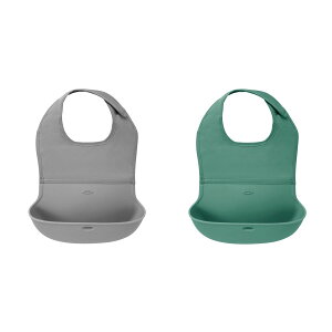 [RDY] [] OXO Tot Silicone Roll-Up Feeding Baby Bib, Sage and Gray, 2pk, Unisex [yVCOʔ] | OXO Tot Silicone Roll-Up Feeding Baby Bib, Sage and Gray, 2pk, Unisex