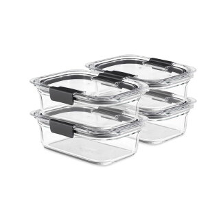 [] Rubbermaid Brilliance Glass Food Storage Containers, 3.2-Cup Food Containers with Lids, 4-Pack Total 8 pieces , BPA Free and Leak Proof KXHiۑe Wt [yVCOʔ] | Rubbermaid Brilliance Glass Food