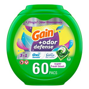[RDY] [] Gain Flings ܃pbN Lh~t 60 Ct, X[p[tbV HE 3in1 ܃pbN Febreze  Oxit [yVCOʔ] | Gain Flings Laundry Detergent Pacs with Odor Defense, 60 Ct, Super Fresh HE