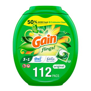 [��������] Gain �t�����O�X�t�̐����� �I���W�i���̍��� 112�J�E���g HE�Ή� [�y�V�C�O�ʔ�] | Gain Flings Liquid Laundry Detergent, Original Scent, 112 Count, HE Compatible