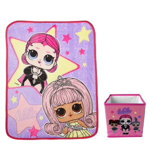 [RDY] [] LOL Surprise LbYʂ݃X[LoX[L[ur 2Zbg sNp[v [yVCOʔ] | LOL Surprise Kids Plush Throw and Canvas Storage Cube Bin, 2Pc Set, Pink and Purpl