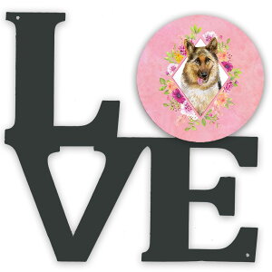[RDY] [] W[}VFp[h #1 sNt[ ^EH[A[g[N LOVE [yVCOʔ] | German Shepherd #1 Pink Flowers Metal Wall Artwork LOVE