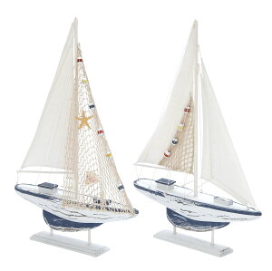[RDY] [] DecMode ؐD zCg 2Zbg [yVCOʔ] | DecMode Wood Coastal Sail Boat Sculpture, White, 2 - Pieces