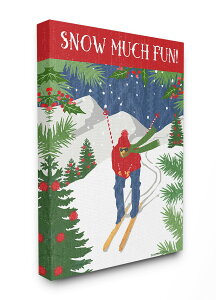 [��������] The Stupell Home Decor Collection Holiday Snow Much Fun Skier on Mountain with Trees Scene Stretched Canvas Wall Art, 16 x 1.5 x 20 [�y�V�C�O�ʔ�] | The Stupell Home Decor Collection Holiday Snow Much Fun Skier on Mountain with