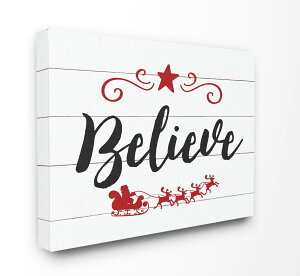 [RDY] [��������] The Stupell Home Decor Collection Holiday Believe Elegant Typography with Red Sleigh and Star Stretched Canvas Wall Art, 16 x 1.5 x 20 [�y�V�C�O�ʔ�] | The Stupell Home Decor Collection Holiday Believe Elegant Typography with R