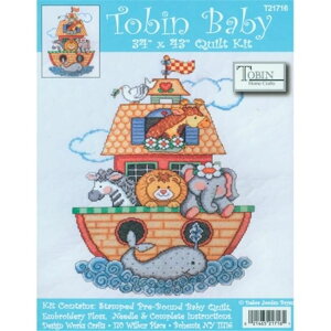 [] gr mA̕MLg X^vNXXeb`Lbg 34C` x 43C` [yVCOʔ] | Tobin Noah's Ark Quilt Stamped Cross Stitch Kit, 34" x 43"
