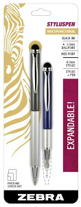 [] [u StylusPen Lk{[y ~fBA|Cg 1.0mm ubNCN O[lCr[ 2{Zbg [yVCOʔ] | Zebra StylusPen Telescopic Ballpoint Pen, Medium Point, 1.0mm, Blac