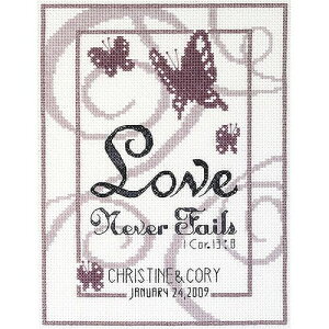 [] Love Never Fails Counted Cross Stitch Kit, 6" x 8", 14-count. [yVCOʔ] | Love Never Fails Counted Cross Stitch Kit, 6" x 8", 14-count