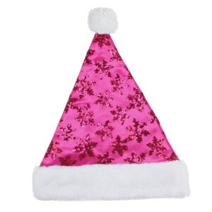 [RDY] [] sNƔ̃XpR[̌T^XqjZbNXl̃NX}XRX`[ANZT[ - Medium [yVCOʔ] | Pink and White Sequin Snowflake Santa Hat Unisex Adult Chri