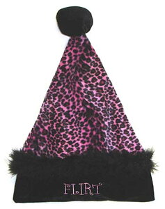 [RDY] [] sNƍ̃qE jZbNXȑl̃NX}XXqRXvANZT[MTCY [yVCOʔ] | Pink and Black Leopard Unisex Adult Christmas Hat Costume Accessory - Medium