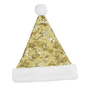 [RDY] [] 21C`S[hƃzCgXm[t[NNX}XT^nbgRX`[ANZT[ - Medium [yVCOʔ] | 21" Gold and White Sequin Snowflake Christmas Santa Hat Costume Accessor