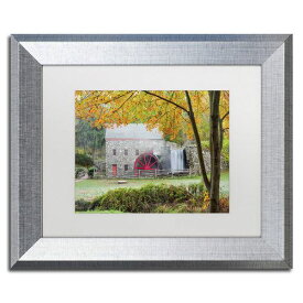 [RDY] [送料無料] Trademark Fine Art Grist Mill Autumn Michael Blanchette Photographyによるキャンバスアート ホワイトマット シルバーフレーム [楽天海外通販] | Trademark Fine Art 'Grist Mill Autumn' Canvas Art by Michael B