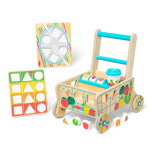 [] Melissa  Doug ؐ̐}`בւHiX̃J[gƃpYi16j [yVCOʔ] | Melissa  Doug Wooden Shape Sorting Grocery Cart Push Toy and Puzzles (16 Piece