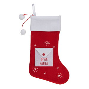 [] 19C`bhzCguDear Santav^NX}XXgbLO [yVCOʔ] | 19" Red and White "Dear Santa" Envelope Christmas Stocking