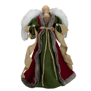 [] 18C`hX̗΂ƒF̓Vg̃NX}Xc[gbp[i_Ȃ [yVCOʔ] | 18" Green and Brown Angel in a Dress Christmas Tree Topper - Unlit