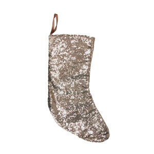 [] 17.5C`x[WPailletteXpR[݂艺NX}XXgbLO [yVCOʔ] | 17.5" Beige Paillette Sequins Hanging Christmas Stocking