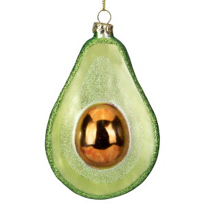 [] 4.5C` ΂ƉF̃KX A{Jh NX}XI[ig [yVCOʔ] | 4.5" Green and Yellow Glass Avocado Christmas Ornament
