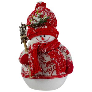 [RDY] [] 12.25 "قƐԂƔ̃X^fBOXm[}e[ugbvNX}XtBMA [yVCOʔ] | 12.25" Red and White Standing Snowman Table Top Christmas Figure with Broom