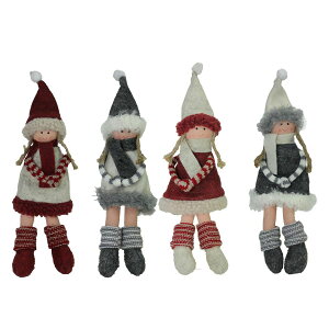 [RDY] [] 4̃vVV̐ԂDFуx[W̓~̏̎q̃NX}X̌lꂽ̑12 "̃Zbg [yVCOʔ] | Set of 4 Plush Red Gray and Beige Winter Girls Christmas Doll O