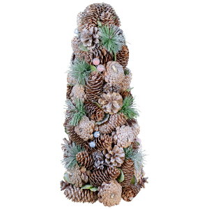 [RDY] [] 16.5C` LLO[uEڂx[NX}Xc[ [yVCOʔ] | 16.5" Glittered Green and Brown Pinecone Berry Christmas Tree