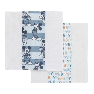 [] fBYj[ ~bL[}EX u[zCg 2g X o[vNX [yVCOʔ] | Disney Mickey Mouse Blue and White 2Pk Muslin Burp Cloths