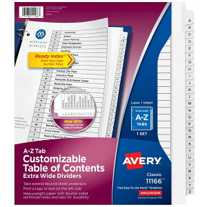 [RDY] [] Avery Ready Index A-Z 26 Tab Extra-Wide Binder Dividers, Customizable Table of Contents, Multicolor Tabs, 1 Set (11166) [yVCOʔ] | Avery Ready Index A-Z 26 Tab Extra-Wide Binder Dividers, Customizable Table of Contents, M