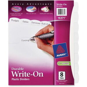 [RDY] [] Avery Big Tab(TM) Write  Erase Durable Plastic Dividers, 8 White Tabs, 1 Set (16371) 8 x Divider (s) - Write-on Tab(s) - 8 - 1 Tab(s)/Set - 8.5" Divider Width x 11" Divider Length - 3 Hole Punche [yVCOʔ] | Avery Big