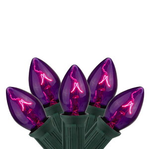 [RDY] [] ȎF C7 NX}X Cg 12" Ԋu 25 ̃Zbg-΃C[ [yVCOʔ] | Set of 25 Transparent Purple C7 Christmas Lights 12" Spacing - Green Wire