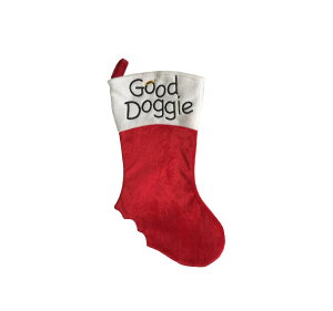[] 19C`bhhJGWFybg "ObhhM[ "NX}XXgbLOzCgJtt [yVCOʔ] | 19" Red Embroidered Angel Pet "Good Doggie" Christmas Stocking with White Cuff