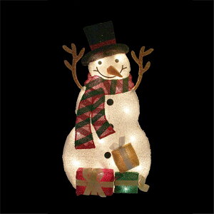 [RDY] [] 31.5 "Mtg̃NX}X̃[ȟ|p̑tĂꂽvVṼ`T̃Xm[} [yVCOʔ] | 31.5" Lighted Plush Tinsel Snowman with Gift Christmas Yard Art