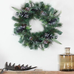 [RDY] [] 24C`lHƃu[x[ڂƕX}̃NX}X[X - Unlit [yVCOʔ] | 24" Artificial Mixed Pine with Blueberries Pine Cones and Ice Twigs Christmas Wreath - Unlit