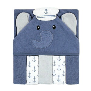 [RDY] [��������] Hudson Baby �c���p�t�[�h�t���^�I���ƃE�H�b�V���^�I��5���Z�b�g�i�Z�[���[�G���t�@���g�A�����T�C�Y [�y�V�C�O�ʔ�] | Hudson Baby Infant Boy Hooded Towel and Five Washcloths, Sailor Elephant,