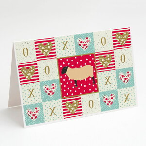 [��������] Caroline's Treasures �T�t�H�[�N�V�[�v���u�O���[�e�B���O�J�[�h�A�����t���A5�C���`x7�C���`�i8�J�E���g�j [�y�V�C�O�ʔ�] | Caroline's Treasures Suffolk Sheep Love Greeting Cards with Envelopes,