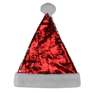 [RDY] [] 15C`bhVo[o[Vu XpR[ NX}X T^nbg tFCNt@[Jtt [yVCOʔ] | 15" Red and Silver Reversible Sequined Christmas Santa Hat with Faux