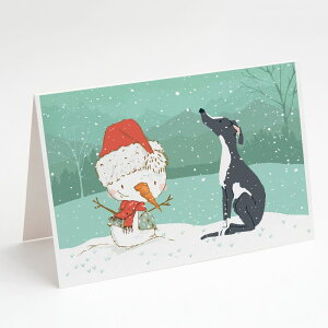 [] Caroline's Treasures Black Greyhound Snowman Christmas Greeting Cards with Envelopes, 5" x 7" (8 Count) [yVCOʔ] | Caroline's Treasures Black Greyhound Snowman Christmas Greeting Cards with Envelopes, 5" x 7" (8 Count)