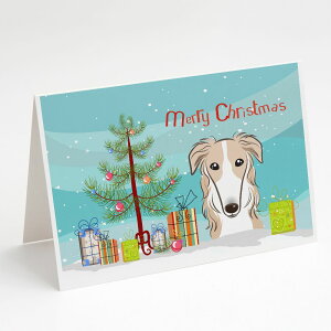 [] Caroline's Treasures {]C NX}XJ[hitjA5C` x 7C`i8JEg [yVCOʔ] | Caroline's Treasures Borzoi Christmas Greeting Cards with Envelopes, 5" x 7" (8 Count)