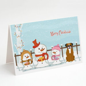 [��������] Caroline's Treasures Merry Christmas Carolers Flashy Fawn Boxer Christmas Greeting Cards with Envelopes, 5" x 7" (8 Count)�i�����[�N���X�}�X �L�������[�Y �t�H�[���{�N�T�[ �N���X�}�X �O���[�e�B���O