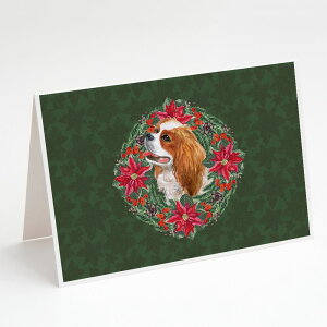 [RDY] [��������] Caroline's Treasures Cavalier Spaniel Poinsetta Wreath Christmas Greeting Cards with Envelopes, 5" x 7" (8 Count) [�y�V�C�O�ʔ�] | Caroline's Treasures Cavalier Spaniel Poinsetta Wreath Christmas Greeting Cards with Envelopes,