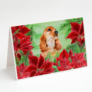 [] Caroline's Treasures Cocker Spaniel Poinsettas Christmas Greeting Cards with Envelopes, 5" x 7" (8 Count)iRbJ[XpjG |CZ^X NX}X O[eBOJ[h t [yVCOʔ]