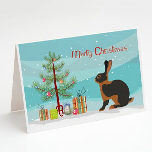 [��������] Caroline's Treasures Tan Rabbit Christmas �N���X�}�X�E�O���[�e�B���O�J�[�h�i�����t���j�A5�C���` x 7�C���`�i8�J�E���g [�y�V�C�O�ʔ�] | Caroline's Treasures Tan Rabbit Christmas Christmas Greetin