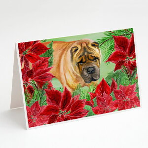 [RDY] [��������] Caroline's Treasures Shar Pei Poinsettas Christmas Greeting Cards with Envelop, 5" x 7" (8 Count) [�y�V�C�O�ʔ�] | Caroline's Treasures Shar Pei Poinsettas Christmas Greeting Cards with Envelopes, 5" x 7" (8 Count)
