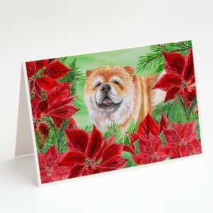 [RDY] [��������] Caroline's Treasures Chow Chow Poinsettas Christmas Greeting Cards with Envelop, 5" x 7" (8 Count) [�y�V�C�O�ʔ�] | Caroline's Treasures Chow Chow Poinsettas Christmas Greeting Cards with Envelopes, 5" x 7" (8 Count)