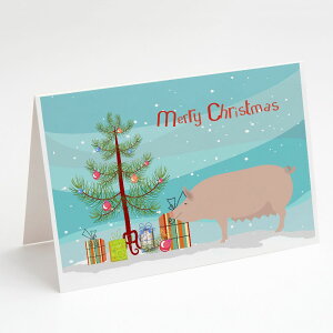 [RDY] [��������] Caroline's Treasures English Large White Pig Christmas Christmas Greeting Cards with Envelop, 5" x 7" (8 Count) [�y�V�C�O�ʔ�] | Caroline's Treasures English Large White Pig Christmas Christmas Greeting Cards with Envelopes, 5"