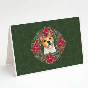 [] Caroline's Treasures oZW[ |CZb^[X NX}XJ[h t 5C` x 7C`i8gj [yVCOʔ] | Caroline's Treasures Basenji Poinsetta Wreath Christmas Greeting Cards