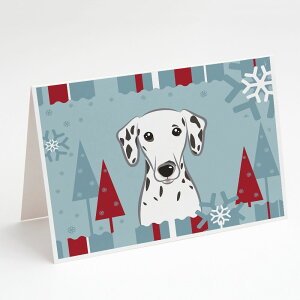 [] Caroline's Treasures _VA NX}XJ[hitjA5C` x 7C`i8JEg [yVCOʔ] | Caroline's Treasures Winter Dalmatian Christmas Greeting Cards with Envelopes, 5" x 7