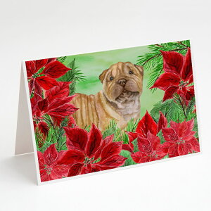 [RDY] [��������] Caroline's Treasures Shar Pei Puppy Poinsettas Christmas Greeting Cards with Envelopes, 5" x 7" (8 Count) [�y�V�C�O�ʔ�] | Caroline's Treasures Shar Pei Puppy Poinsettas Christmas Greeting Cards with Envelopes, 5" x 7" (8 Count