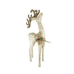 [RDY] [] 46 "ꂽĂ锒TCŨgiJC̃NX}X̃[ȟ|p̑ [yVCOʔ] | 46" Lighted Sparkling White Sisal Reindeer Christmas Yard Art Decoration